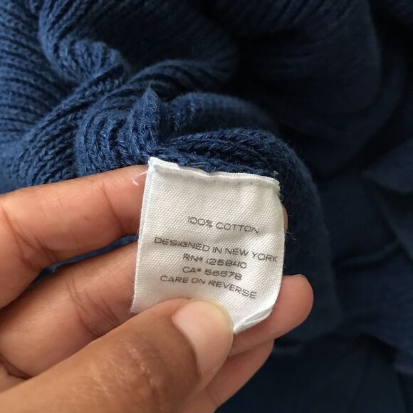 Intermix Blue Stretch Knit Long Sleeve High Neck Ruffle Midi Sweater Dress - S - Picture 8 of 9